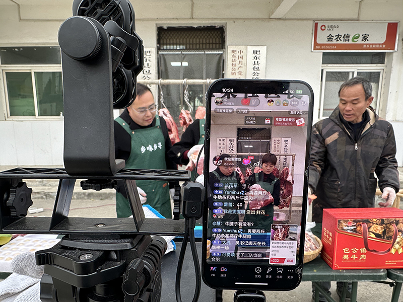 肥东乡味乡寻书记助农团开播。肥东电商公共服务中心供图